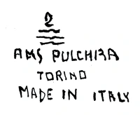 Marchio ceramica manifattura Ars Pulchra (epigono Lenci - Bartolomeo Camisassa e Maria Clotilde Camisassa), artista anonimo, Torino, XX