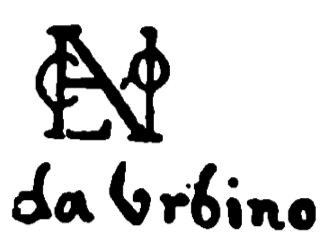 Marchio ceramica manifattura sconosciuta, Nicola da Urbino (maiolicaio istoriato attivo a Urbino nel XVI secolo), Urbino, XVI