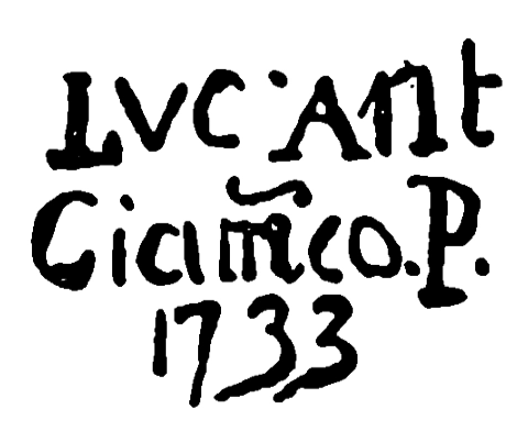 Marchio ceramica manifattura sconosciuta, Luca Antonio Giannico (pittore su maiolica antica di Castelli, probabilmente allievo dei Grue; variante su linea sola con data sotto), Castelli, XVIII