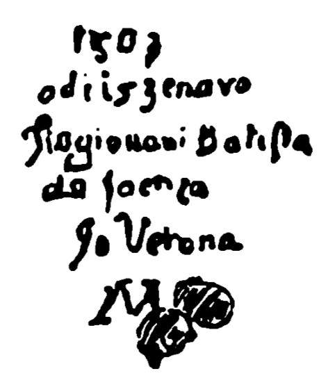 Marchio ceramica manifattura Verona (maiolica con iscrizione Gio(vanni) Balista da Faenza), Giovanni Balista da Faenza (ceramista attivo a Verona 1563), Verona, XVI