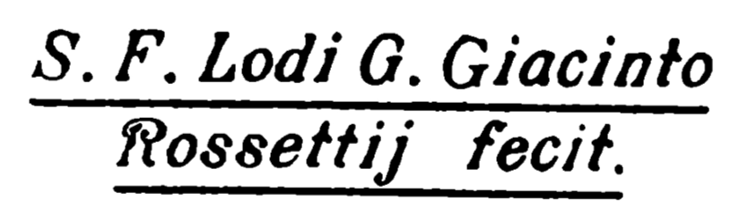 Marchio ceramica manifattura Giacinto Rossettij, Giacinto Rossettij (maiolicaio e pittore attivo a Lodi nel XVIII sec.), Lodi, XVIII